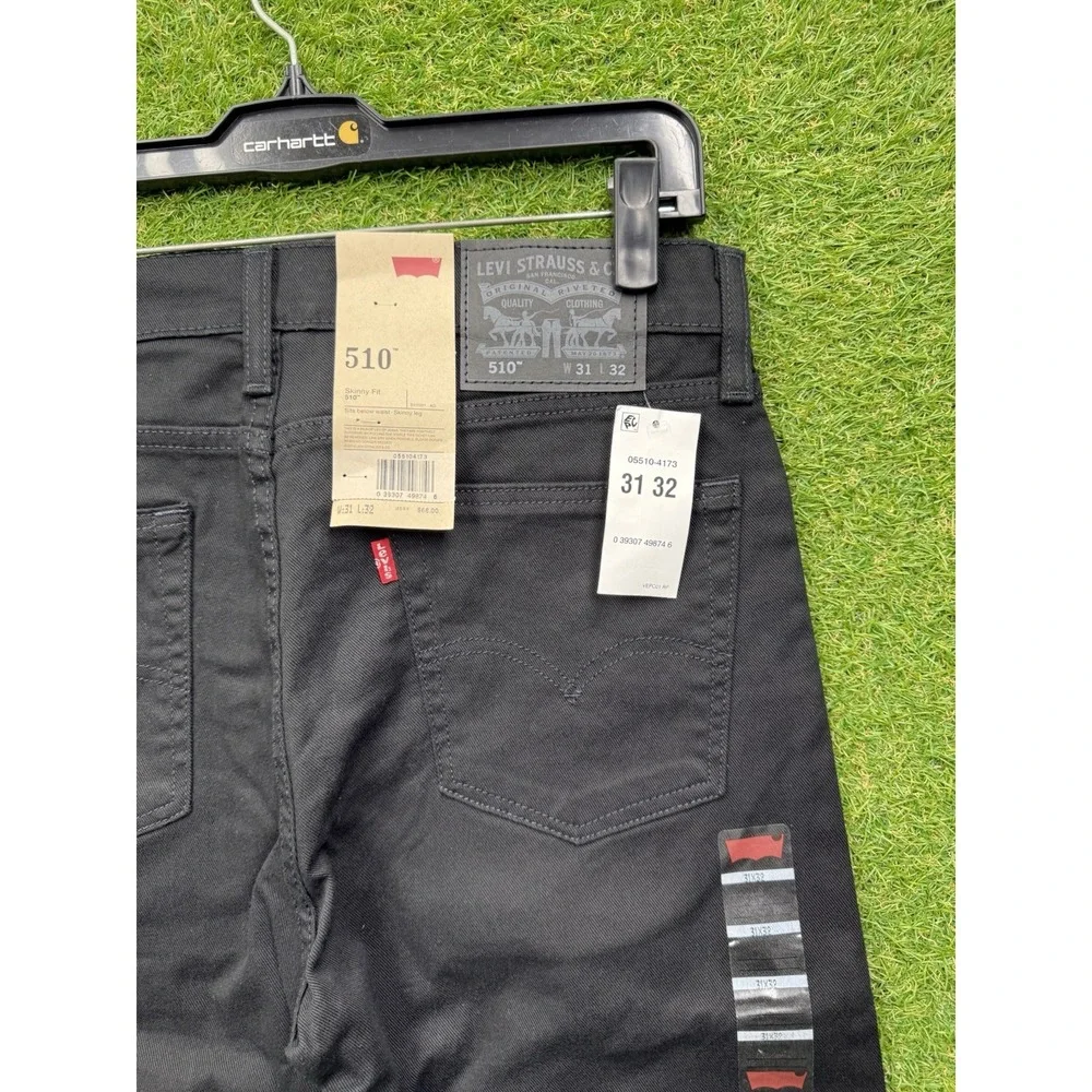 Levis 510 Jeans Mens 31x32 Skinny Fit Black Denim Stretch Sits Below Waist NWT